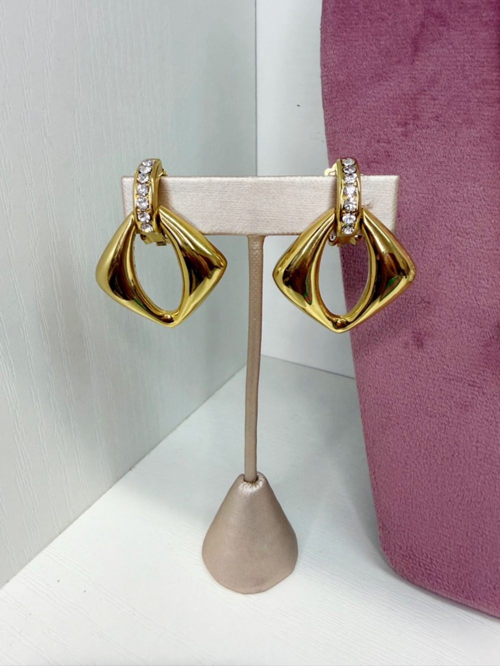 YSL Crystal Hoop Drop Earrings 2 Way